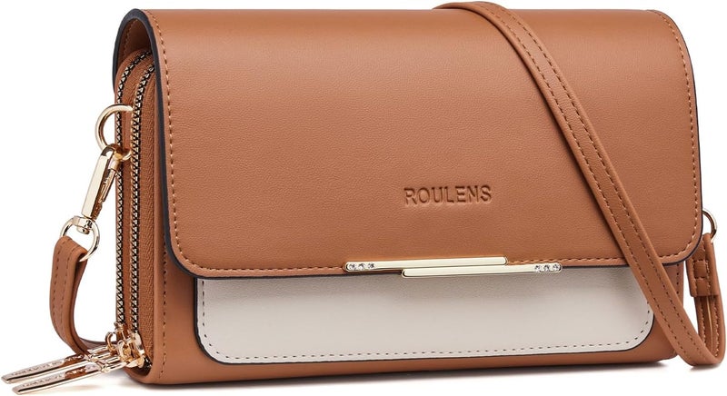 Roulens Small Crossbody Bag for Women,Cell Phone Purse Women's Shoulder Handbags Wallet Purse with Credit Card Slots - Image 1
